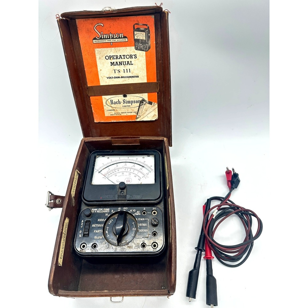 Vintage Simpson TS 111 Series 3 Railroad Multimeter Original Case/Leads